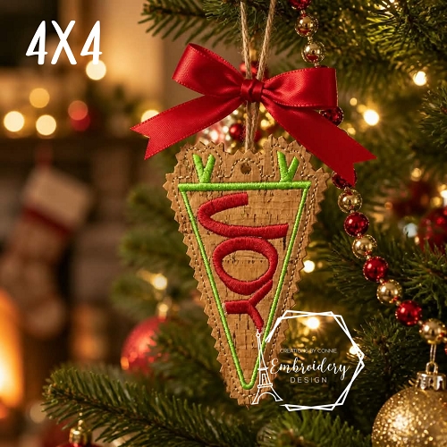 Joy Pennant Ornament Embroidery Design - 4x4